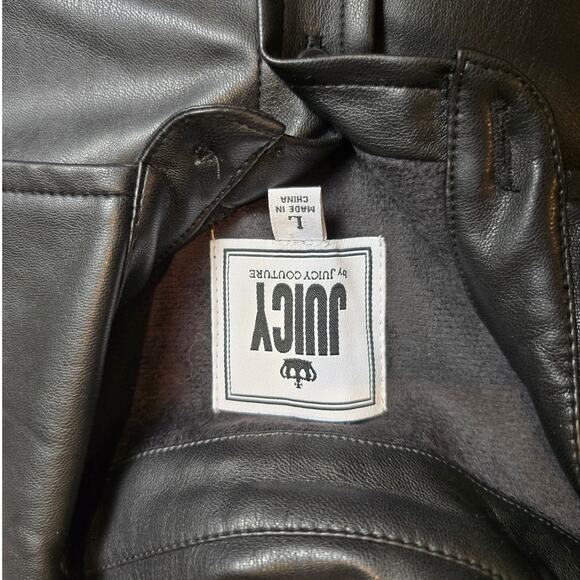 NWT Juicy Couture, Black, Plether Button-Up Jacket Large - Picture 4 of 10